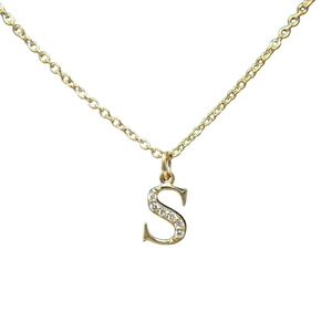 14k Solid Gold Diamond S Initial Child/Teen Pendant & Chain 1.47g